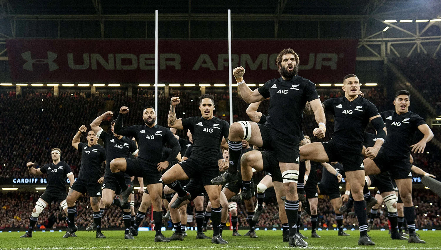 New zealand all blacks perform the haka against wales